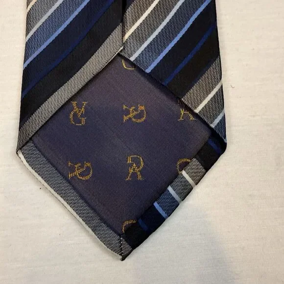 Valerio Garati Blue White Striped Silk Tie 59x4 Business Attire Classic Necktie - Picture 3 of 7